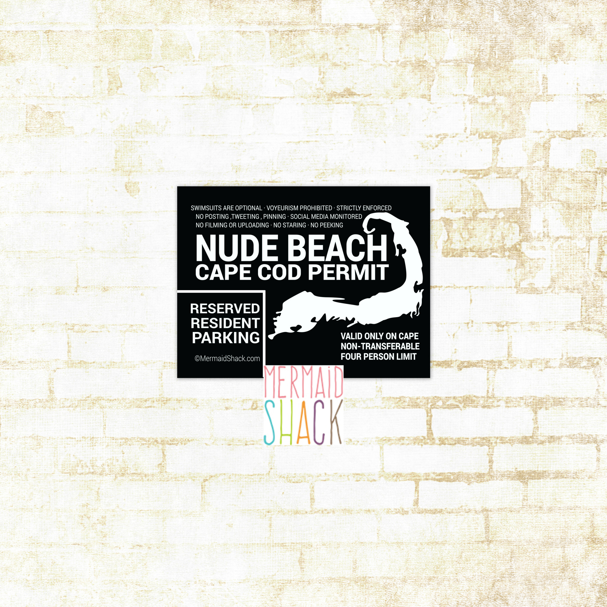 Cape Cod Nude Beach Sticker Mermaid Shack